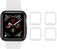 транеска 4 пакет чехол apple watch series 3 38 мм tpu с интегрированным hd прозрачным ультратонким защитным экраном, совместимый с apple watch series 2 и 3 (прозрачный) логотип