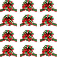 🎁 gejoy pack of 12 5-inch pull bows in christmas red and green with tails - gift ribbon strings for gift wrap and tie logo