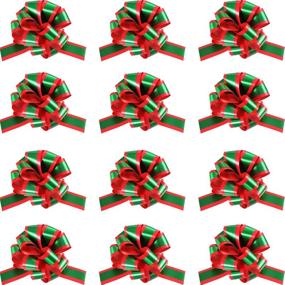 img 4 attached to 🎁 Gejoy Pack of 12 5-inch Pull Bows in Christmas Red and Green with Tails - Gift Ribbon Strings for Gift Wrap and Tie