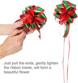 img 2 attached to 🎁 Gejoy Pack of 12 5-inch Pull Bows in Christmas Red and Green with Tails - Gift Ribbon Strings for Gift Wrap and Tie