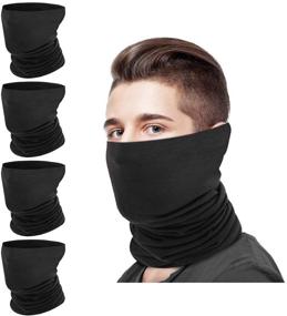 img 4 attached to 🧣 MoKo Neck Gaiter Face Mask Women Men 4 Pack - Bandana Scarf for UV/Dust Protection - Reusable & Washable Balaclava for Outdoor Activities