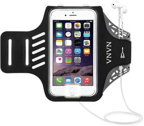 img 4 attached to 📱 VNVN Water Resistant Sports Armband Arm Case Holder with Fingerprint Touch - Compatible for iPhone 11, 11 Pro, 11 Pro Max, Xs Max, Xr, Xs, 8, 7 (Including Plus Series) - Adjustable Reflective Workout Band