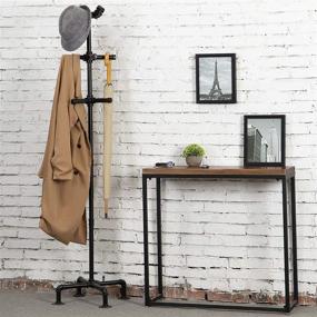 img 2 attached to MyGift 65-Inch Industrial Black Metal Pipe 12-Hook Coat Stand: Stylish and Functional Organizational Solution