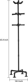 img 1 attached to MyGift 65-Inch Industrial Black Metal Pipe 12-Hook Coat Stand: Stylish and Functional Organizational Solution