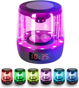 img 4 attached to 🔊 4-in-1 Portable Bluetooth Speaker with Colorful Lights, Indoor/Outdoor Wireless Speakers, Touch Control for Brightness Adjustment, Stereo Sound, Built-in Mic for Speaker/Night Lamp/Clock/Alarm