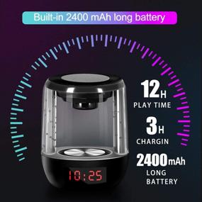 img 3 attached to 🔊 4-in-1 Portable Bluetooth Speaker with Colorful Lights, Indoor/Outdoor Wireless Speakers, Touch Control for Brightness Adjustment, Stereo Sound, Built-in Mic for Speaker/Night Lamp/Clock/Alarm