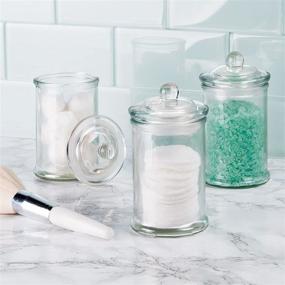 img 2 attached to 🛁 mDesign Bathroom Vanity Storage Organizers - Set of 3 Clear Apothecary Canister Jars for Cotton Balls, Swabs, Makeup Sponges, Bath Salts, Hair Ties, and Jewelry