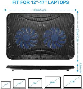 img 1 attached to 🖥️ Laptop Cooling Pad: Ultra Slim USB Powered Notebook Cooler Stand with Quiet Blue LED Fans for Up to 17 Inch Laptops - Black+Blue
