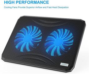 img 3 attached to 🖥️ Laptop Cooling Pad: Ultra Slim USB Powered Notebook Cooler Stand with Quiet Blue LED Fans for Up to 17 Inch Laptops - Black+Blue