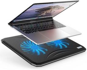 img 4 attached to 🖥️ Laptop Cooling Pad: Ultra Slim USB Powered Notebook Cooler Stand with Quiet Blue LED Fans for Up to 17 Inch Laptops - Black+Blue