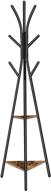 hoobro coat rack stand: hall tree with 2 storage shelves & 9 hooks for coats, clothes, hats, bags - stable & easy assembly, metal frame, rustic brown logo