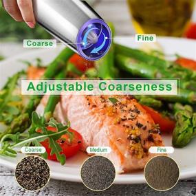 img 2 attached to 🧂 AULETIN Electric Salt and Pepper Grinder Set of 2, Refillable Gravity Electric Pepper Grinders, Automatic Pepper Mill Battery Powered with LED Light, Easy One Hand Operation