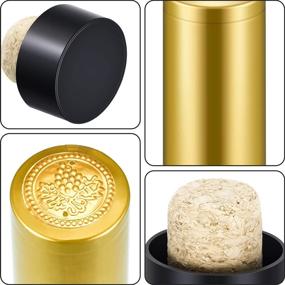 img 2 attached to 🍾 50 Packs of Black Plastic Wine Bottle Cork Tops Stoppers and 50 Packs of Gold PVC Shrink Capsules for Wine Shrink Caps and Tasting Corks Bottle Seals