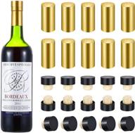 🍾 50 packs of black plastic wine bottle cork tops stoppers and 50 packs of gold pvc shrink capsules for wine shrink caps and tasting corks bottle seals logo