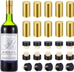 img 4 attached to 🍾 50 Packs of Black Plastic Wine Bottle Cork Tops Stoppers and 50 Packs of Gold PVC Shrink Capsules for Wine Shrink Caps and Tasting Corks Bottle Seals