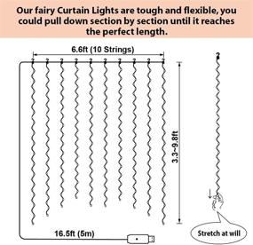 img 1 attached to Enhanced 300 LED Curtain String Light, SINAMER 6.56ftx9.8ft Copper Wire Lights, USB Powered Hanging Window Fairy Lights, 8 Lighting Modes, Remote Control for Home Christmas Wedding Party Decor, Warm White