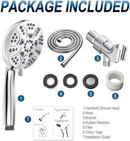 img 2 attached to 🚿 Experience the Ultimate Shower: 6 Functions Handheld Shower Head Set by Hopopro - High Pressure, High Flow, 59 Inch Hose, Bracket, Teflon Tape & Rubber Washers Included!