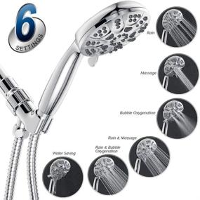 img 3 attached to 🚿 Experience the Ultimate Shower: 6 Functions Handheld Shower Head Set by Hopopro - High Pressure, High Flow, 59 Inch Hose, Bracket, Teflon Tape & Rubber Washers Included!