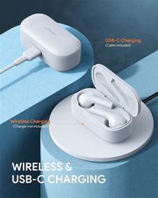 img 3 attached to 🎧 Беспроводные наушники WENKEY TWS Bluetooth 5.1 с беспроводным зарядным кейсом, шумоподавляющими микрофонами, воспроизведением в течение 30 часов, защитой от воздействия воды IPX6, высококачественным стереозвуком для iPhone и Android (Белый)