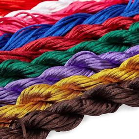 img 2 attached to 📿 2mm Satin Nylon Cord for Jewelry: Rattail Cord 12-Pack, 180 Yards (12 Colors)