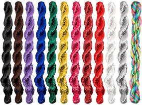 img 4 attached to 📿 2mm Satin Nylon Cord for Jewelry: Rattail Cord 12-Pack, 180 Yards (12 Colors)