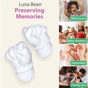 img 1 attached to Luna Bean Baby Keepsake Hand Casting Kit - Infant Hand & Foot Mold Kit for First Birthday, Christmas & Newborn Gifts - Plaster Hand Mold with Clear Matte Sealant