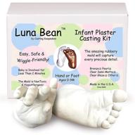luna bean baby keepsake hand casting kit - infant hand & foot mold kit for first birthday, christmas & newborn gifts - plaster hand mold with clear matte sealant logo