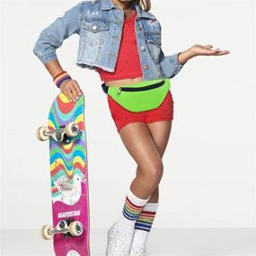 img 3 attached to 🎒 6-Piece Neon Bachelorette Fanny Pack Set: Stylish Waist Bags for 80s Parties, Travel, and Running - Adjustable, Cute and Fashionable - Ideal for Women, Men, and Kids - 2-Zipper Neon Color Belt Bag in 6 Vibrant Shades!