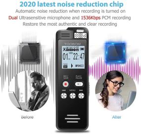 img 3 attached to 🎙️ Toobom 16GB Voice Recorder - 2020 Upgraded Digital Audio Recorder Line In, TF Card Support - Ideal for Lectures, Meetings, Interviews, and Password Protection (Dark)