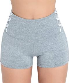 img 2 attached to Ultimate Comfort and Support: DIELUSA Women's High Waist Yoga Shorts for Effective Workout and Tummy Control