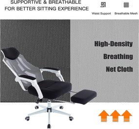 img 2 attached to FALUODA Ergonomic Home Office Chair with Footrest and Lumbar Support, High Back Reclining Desk Chair, Height Adjustable, Breathable Mesh Back - White (01)