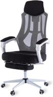 faluoda ergonomic home office chair with footrest and lumbar support, high back reclining desk chair, height adjustable, breathable mesh back - white (01) logo