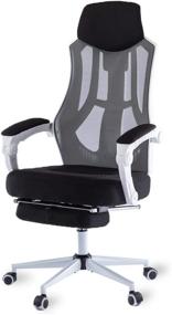 img 4 attached to FALUODA Ergonomic Home Office Chair with Footrest and Lumbar Support, High Back Reclining Desk Chair, Height Adjustable, Breathable Mesh Back - White (01)