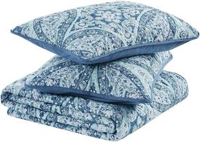 img 2 attached to Reversible Quilt Set with Vermicelli Stitching Design, All Season Lightweight Bedding, Coverlet Bedspread with Matching Shams - Full/Queen (90 in x 90 in) Gloria Damask Aqua - 3 Piece