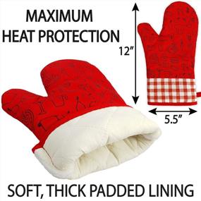 img 3 attached to 🧤 Cute Patterned CLEVERFECT Oven Mitts: Heat Resistant Kitchen Gloves for Ovens, Toasters, Microwaves, BBQs, and Cooking – Red 2-Pack