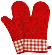 🧤 cute patterned cleverfect oven mitts: heat resistant kitchen gloves for ovens, toasters, microwaves, bbqs, and cooking – red 2-pack logo