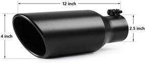 img 3 attached to 🚚 A-KARCK 2.5 Inch Inlet Exhaust Tip with 4" Outlet | Black Coated Muffler Tip for Truck Tailpipe | Stainless Steel Rolled Edge | 12” Long