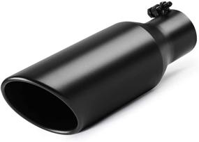 img 4 attached to 🚚 A-KARCK 2.5 Inch Inlet Exhaust Tip with 4" Outlet | Black Coated Muffler Tip for Truck Tailpipe | Stainless Steel Rolled Edge | 12” Long