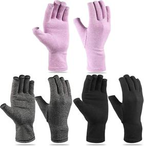 img 4 attached to 🧤 Relieve Joint Pain with 3 Pairs of Craft Gloves - Compression Fingerless Hand Gloves for Quilting, Sewing, Knitting, Typing & More