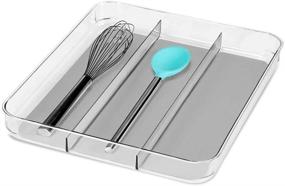 img 3 attached to 🍴 Madesmart Large Utensil Tray - Light Grey, 3-Compartment, Non-Slip Feet, BPA-Free