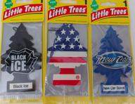 🌲 long-lasting little trees car air freshener - black ice scent | pack of 3 hanging paper trees for home or car logo