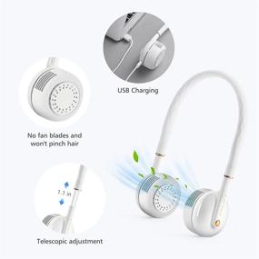 img 1 attached to 🌬️ Portable Neck Fan with Enhanced Comfort, Hands-Free Bladeless Personal Fans, Rechargeable USB Fan, 3-Speeds 360° Cooling, Wearable Neck Fan for Women, Men, Kids, with LED Lights, Ideal for Office, Travel, Outdoor Sports