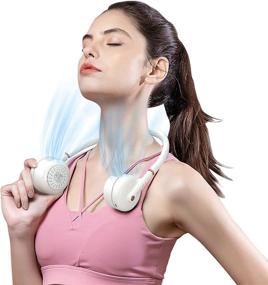 img 4 attached to 🌬️ Portable Neck Fan with Enhanced Comfort, Hands-Free Bladeless Personal Fans, Rechargeable USB Fan, 3-Speeds 360° Cooling, Wearable Neck Fan for Women, Men, Kids, with LED Lights, Ideal for Office, Travel, Outdoor Sports