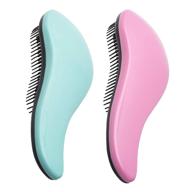 🌈 wynk detangler brush - 2-piece value set: wet detangling hair brush - professional no pain detangler for women, men, kids (2 pack, green & pink) - efficient and gentle hair detangling solution logo