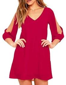 img 2 attached to 👗 Chiffon Women's Clothing and Dresses with Stylish Shoulder Cutouts - Shy Velvet