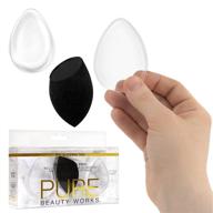 pure beauty works pro blending trio 2 silicone blending sponges + 1 makeup sponge | premium quality foundation blender | cosmetic beauty tool applicator set logo