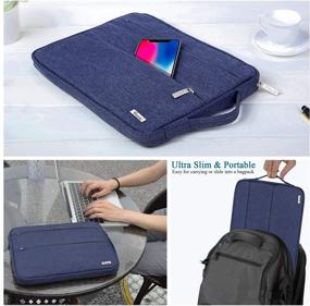 img 3 attached to 🔵 V Voova 11-12 Inch Laptop Sleeve Case with Pockets, Slim Computer Cover Bag Compatible with MacBook Air 11,12, Surface Pro 7,6, Samsung Chromebook 3,4, Surface Laptop Go 12.4, Blue