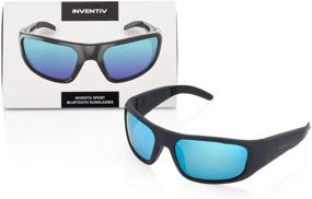 img 4 attached to 🕶️ Inventiv Спортивные беспроводные Bluetooth аудио-очки: наушники с открытым звуком для музыки и громкой связи, мужчины и женщины, поляризованная черная оправа/голубые линзы