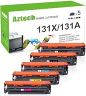 🖨️ aztech compatible toner cartridge replacement for hp 131a 131x pro 200 color m251nw m276nw m251n mfp m276n cf210x cf210a cf211a cf212a cf213a printer ink - black cyan yellow magenta, 5-pack logo