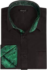 img 3 attached to 👔 Alizeal Dark Green Men's Clothing: Business Patchwork Collection (Size L)